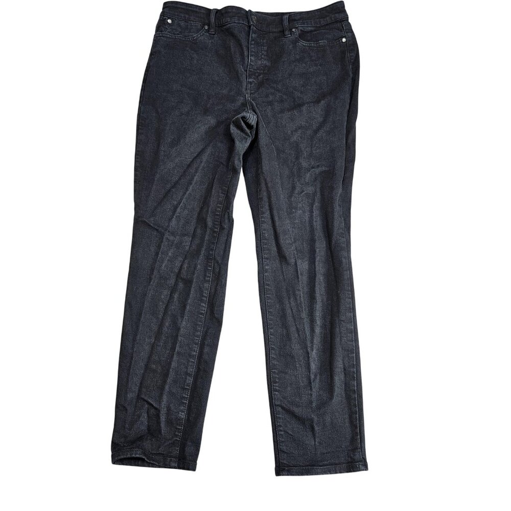 Talbots‎ Flawless Slim Ankle Jeans Womens 12 Gray Charcoal Wash Stretch Denim